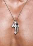 Timoteo Cross Horn Drop Necklace Silver