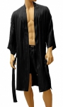 ManSilk Silk Stripe Jacquard Robe Black