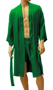 ManSilk Silk Stripe Robe English Ivy, домашний шелковый мужской халат, шелковых халат для мужчин, подарок на день рождения