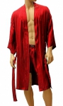 ManSilk Silk Stripe Jacquard Robe Tango Red