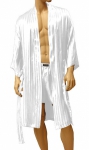 ManSilk Silk Stripe Jacquard Robe White
