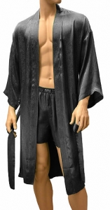 ManSilk Silk Paisley Jacquard Robe Black, домашний шелковый мужской халат, шелковый халат для мужчин, подарок на день рождения любимому