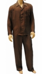 Mansilk Silk Stripe Jacquard Pajama Set Brown