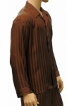 Mansilk Silk Stripe Jacquard Pajama Set Brown