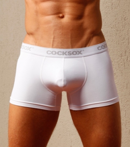 Cocksox Underwear Boxer White, мужские трусы-боксеры, анатомическое строение переднего мешочка (гульфика), купить в интернет-магазине недорого